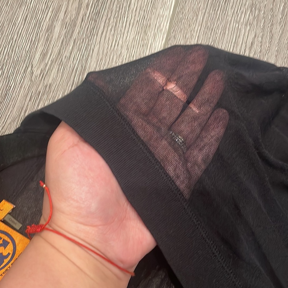 Tory Burch Soft Sheer Cardigan with Gold Logo Buttons - Picture 3 of 6